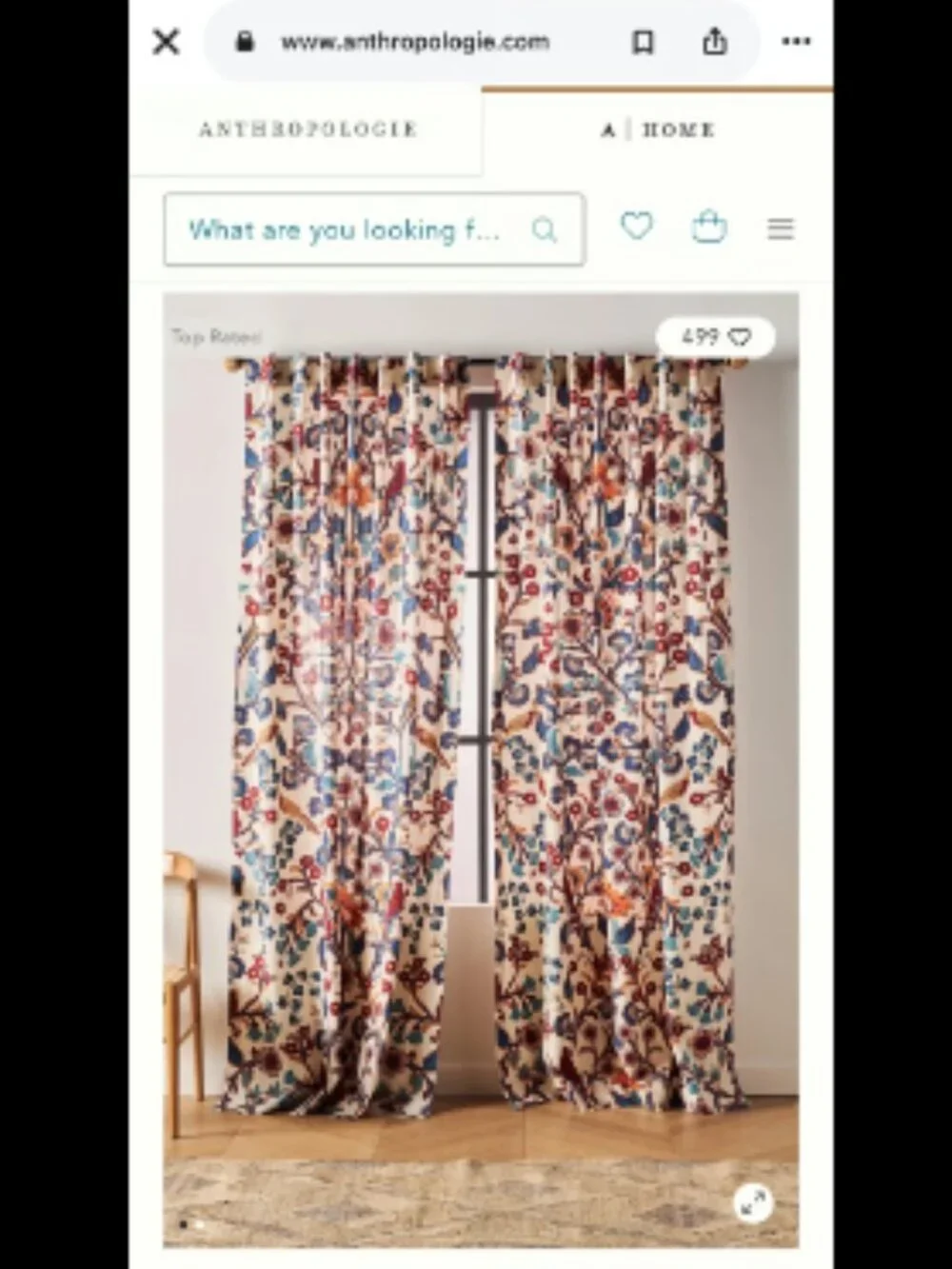 Anthropologie WELLES 50W x 108L Semi-Sheer Drape